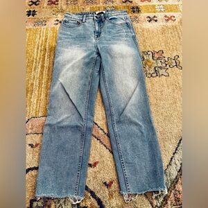 Women’s Free People CRVY Vintage High Rise Straight Jeans with Raw Edge Size 29